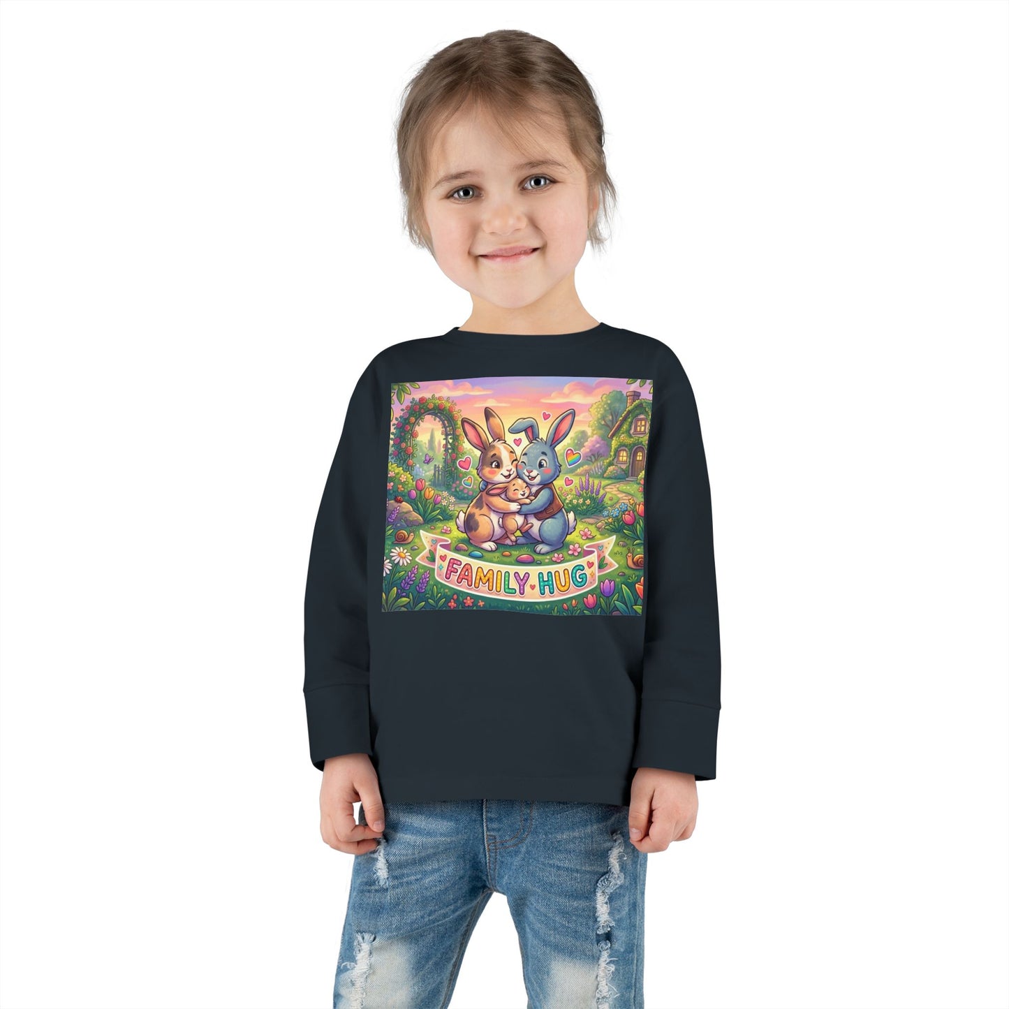 Family Hug Bunny Toddler Long Sleeve Tee