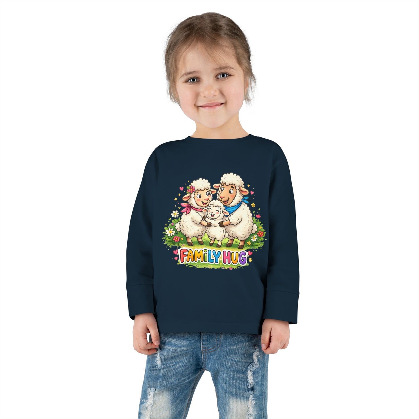 Family Hug Lamb Toddler Long Sleeve Tee