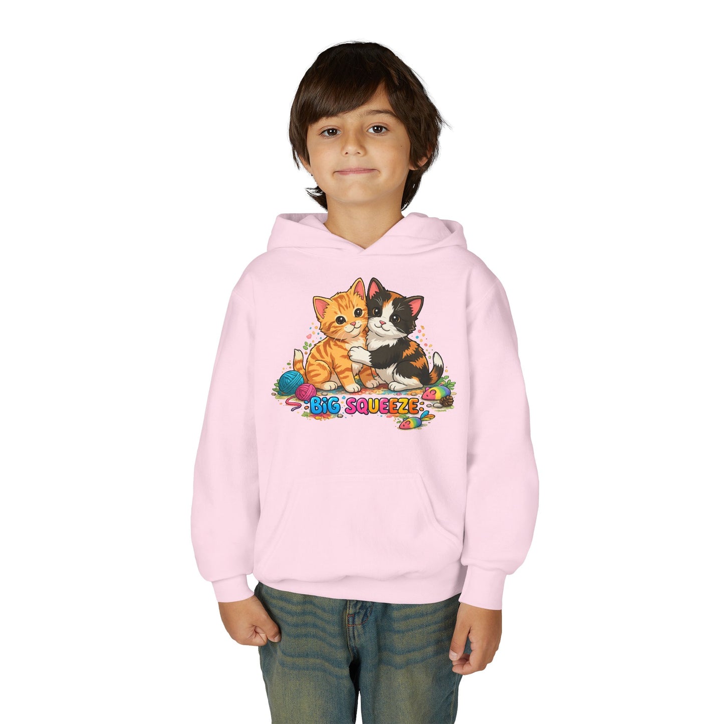 Big Squeeze Kitten Youth Heavy Blend Hooded Sweatshirt