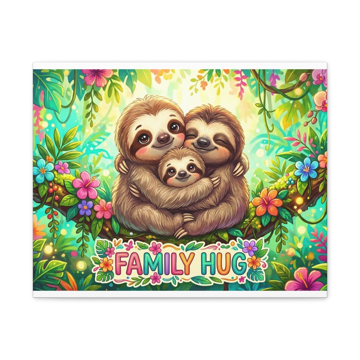 Family Hug Sloth Classic Canvas