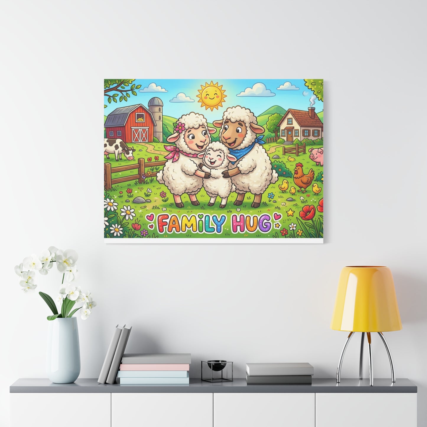 Family Hug Lamb Classic Canvas