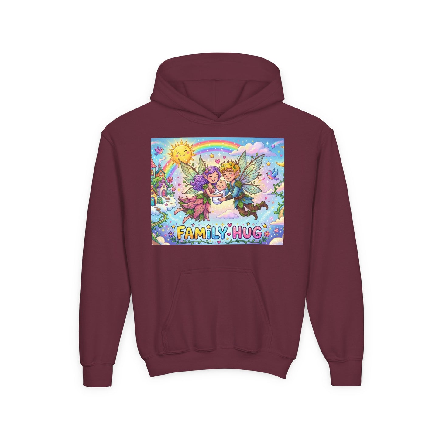 Family Hug Fairy Youth Heavy Blend Hooded Sweatshirt