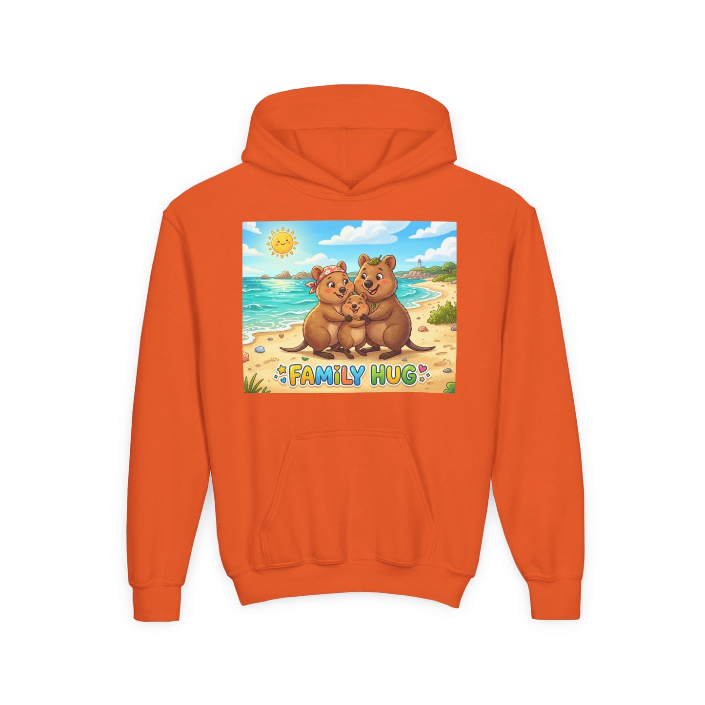 Family Hug Quokka Youth Heavy Blend Hooded Sweatshirt
