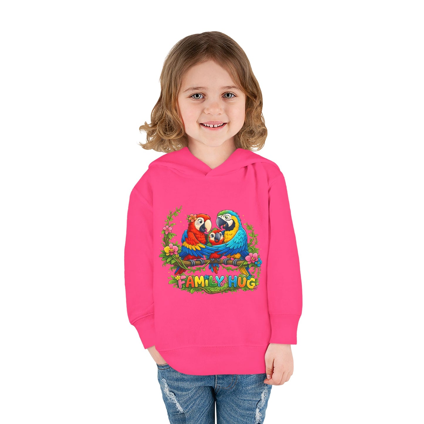 Family Hug Macaw Toddler Pullover Fleece Hoodie