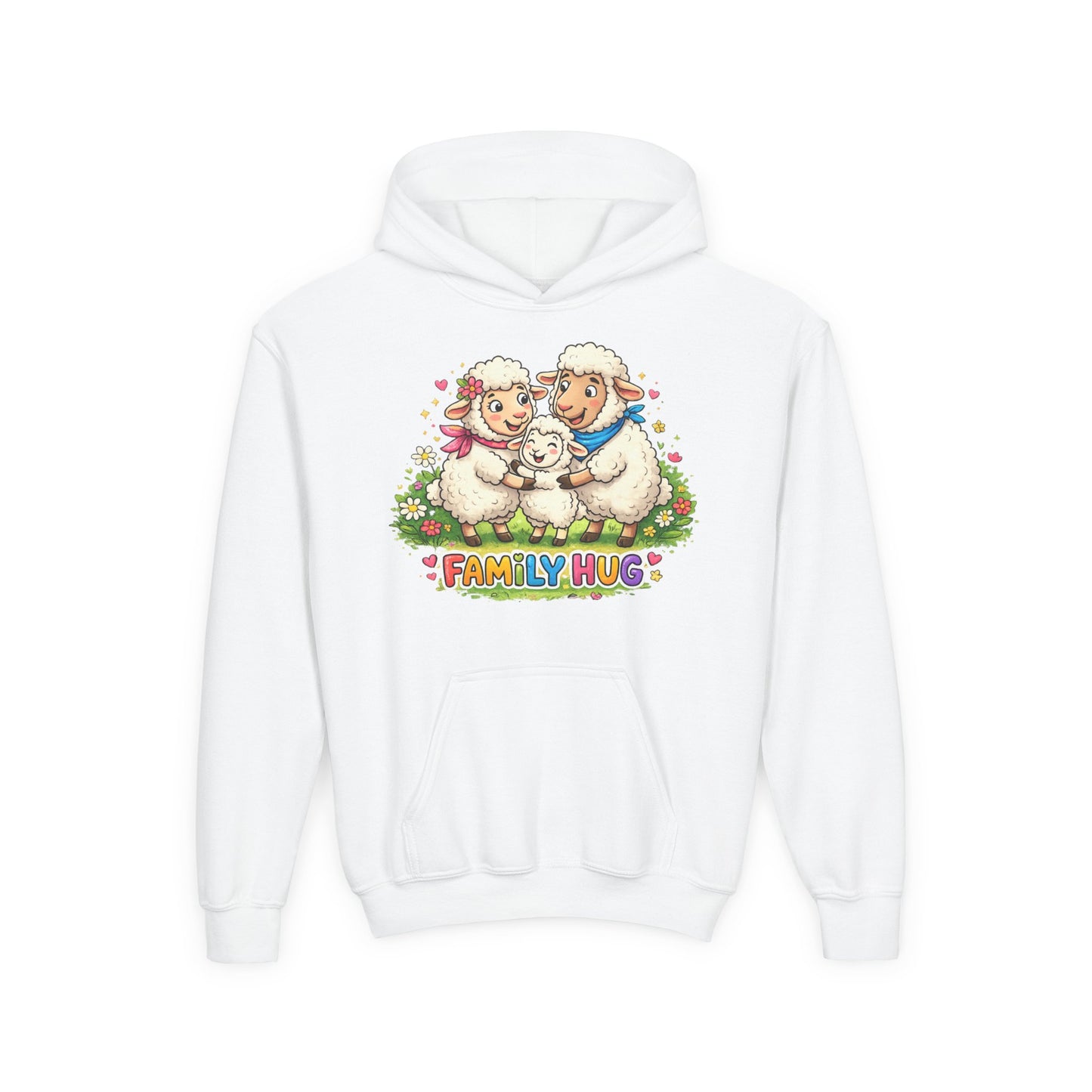Family Hug Lamb Youth Heavy Blend Hooded Sweatshirt