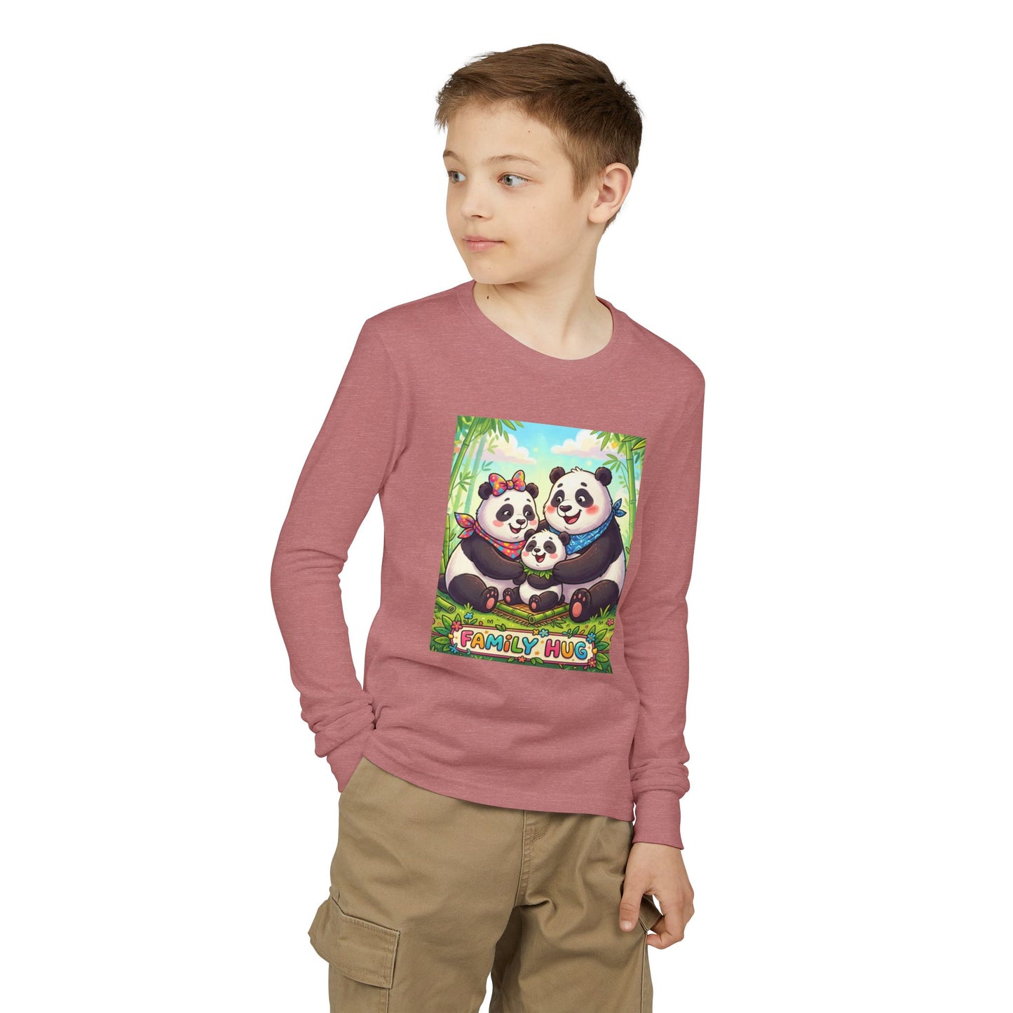 Family Hug Panda Youth Jersey Long Sleeve Tee