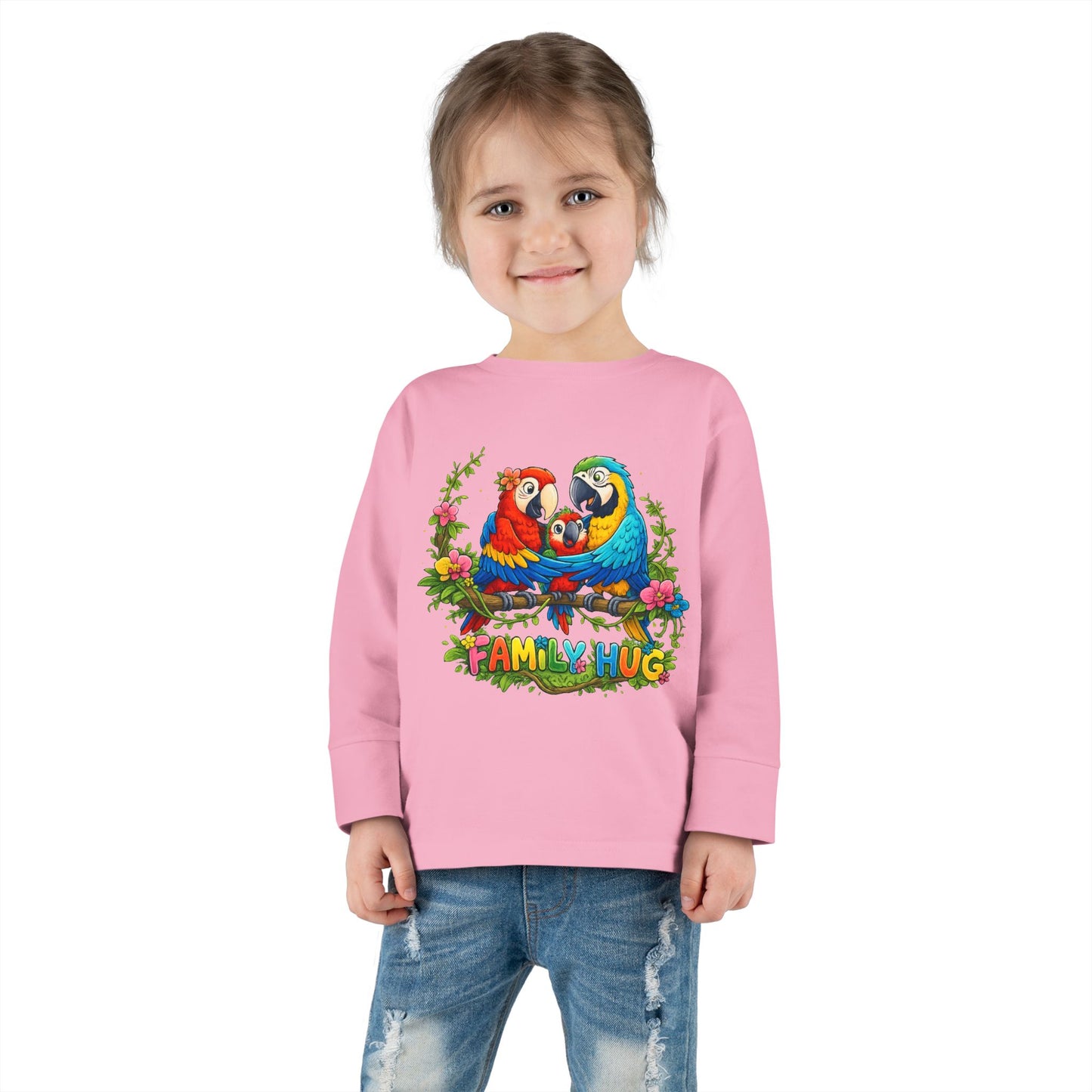 Family Hug Macaw Toddler Long Sleeve Tee