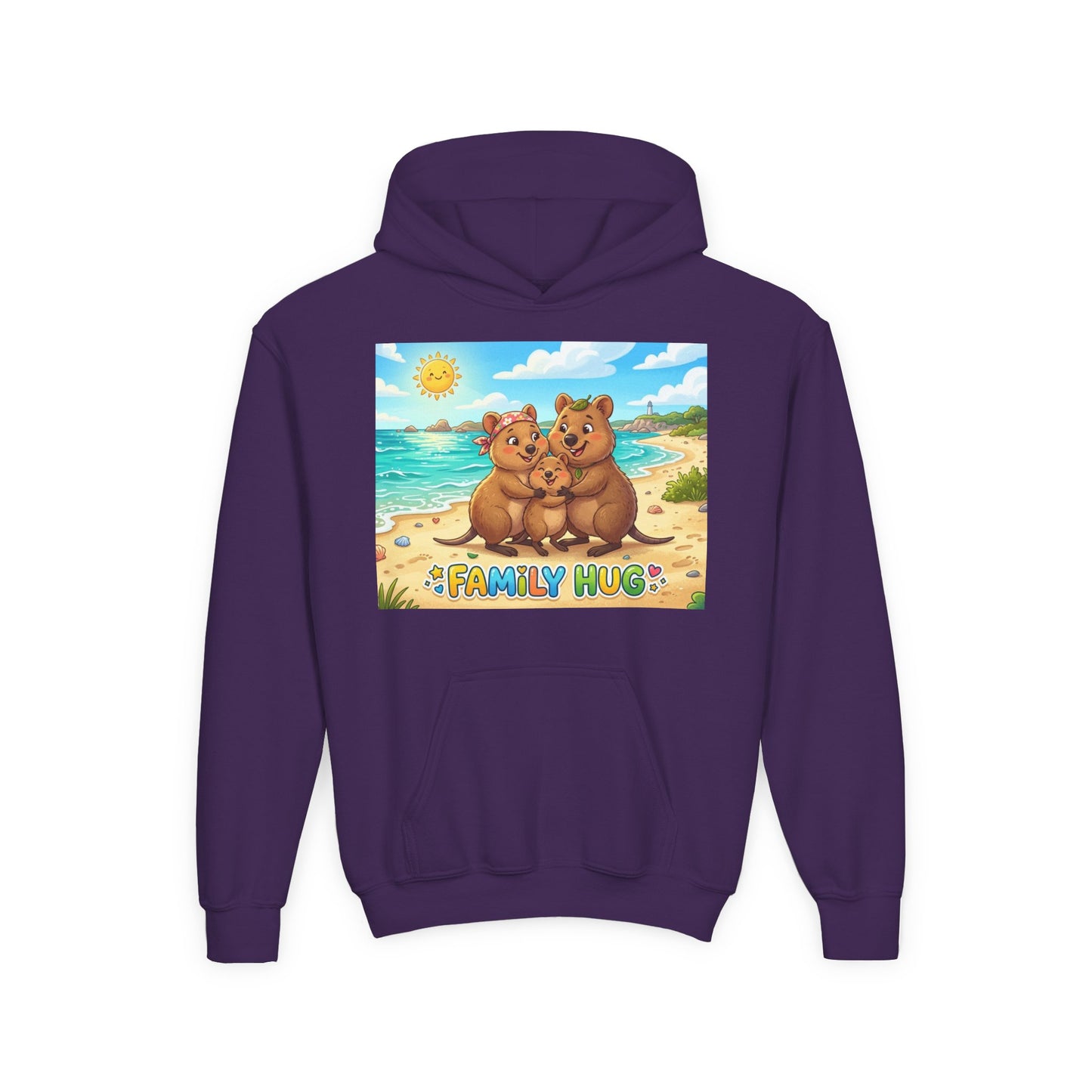 Family Hug Quokka Youth Heavy Blend Hooded Sweatshirt