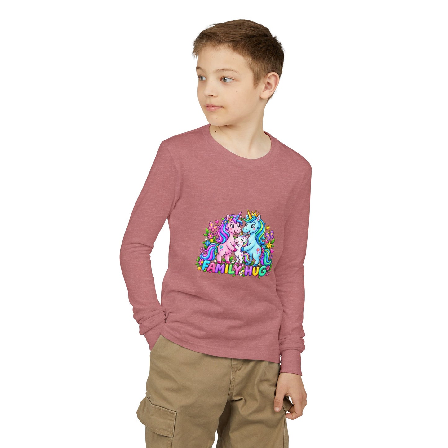 Family Hug Unicorn Youth Jersey Long Sleeve Tee