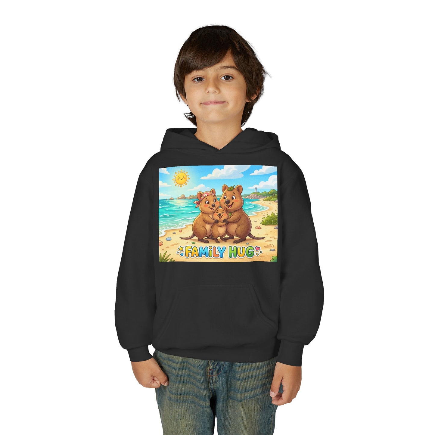Family Hug Quokka Youth Heavy Blend Hooded Sweatshirt