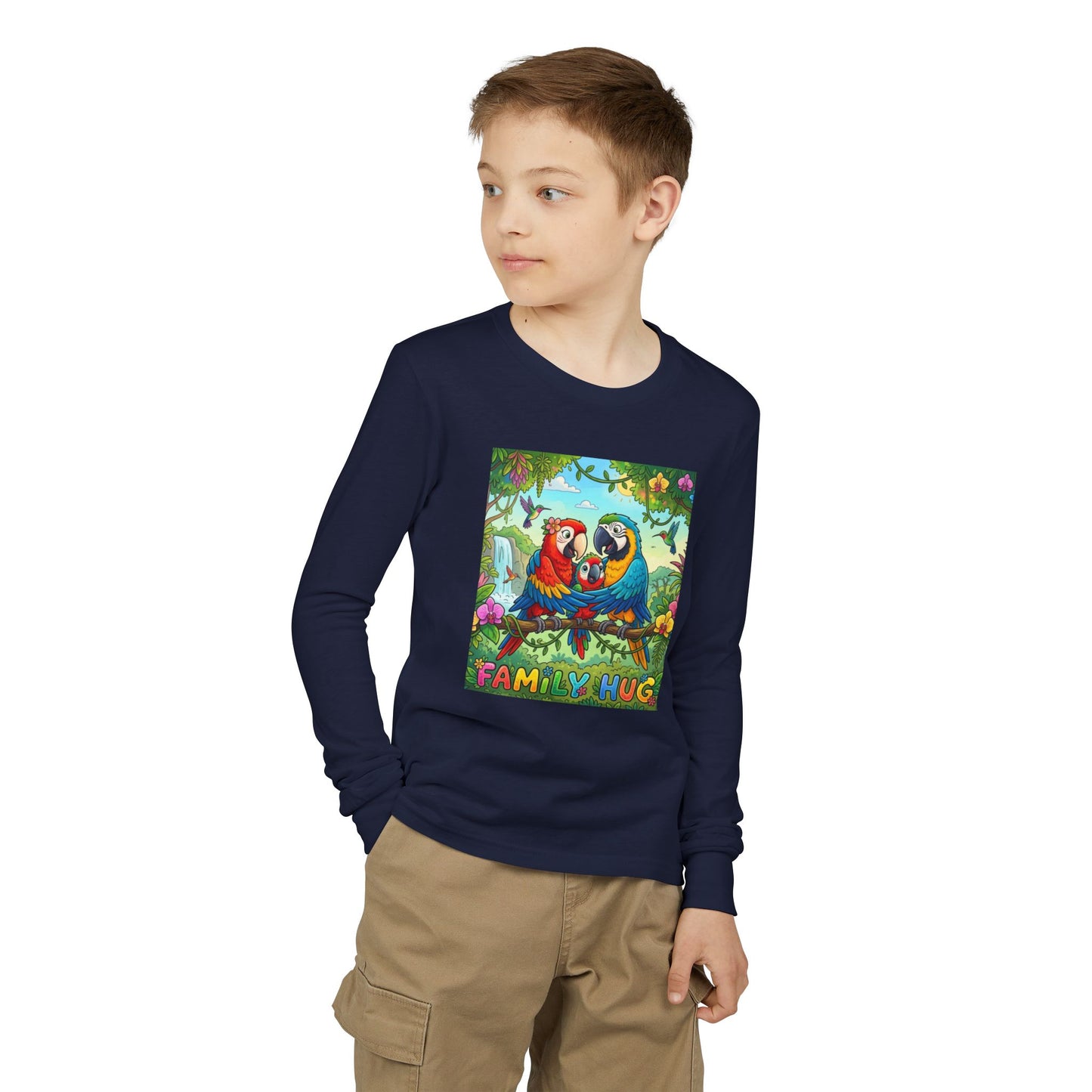 Family Hug Macaw Youth Jersey Long Sleeve Tee