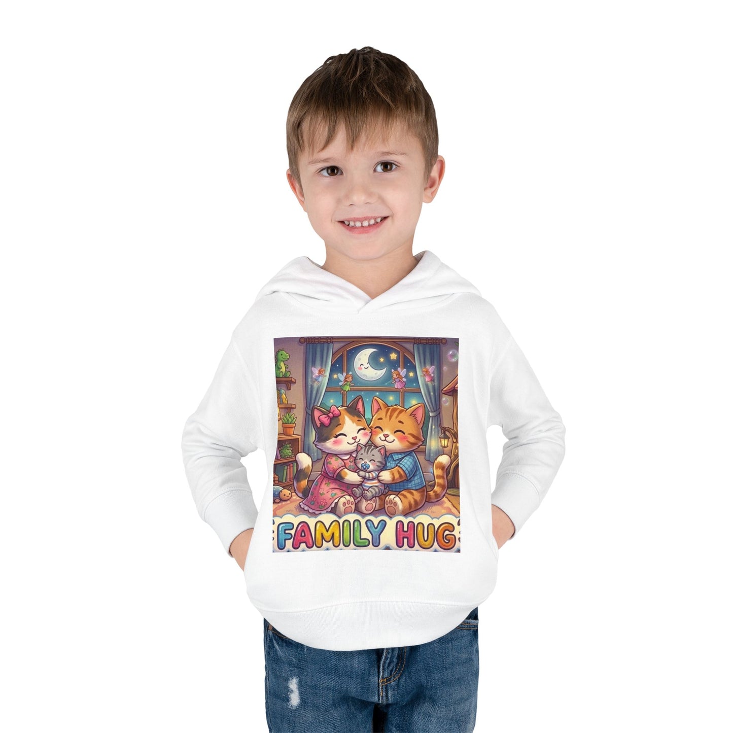 Family Hug Kitten Toddler Pullover Fleece Hoodie