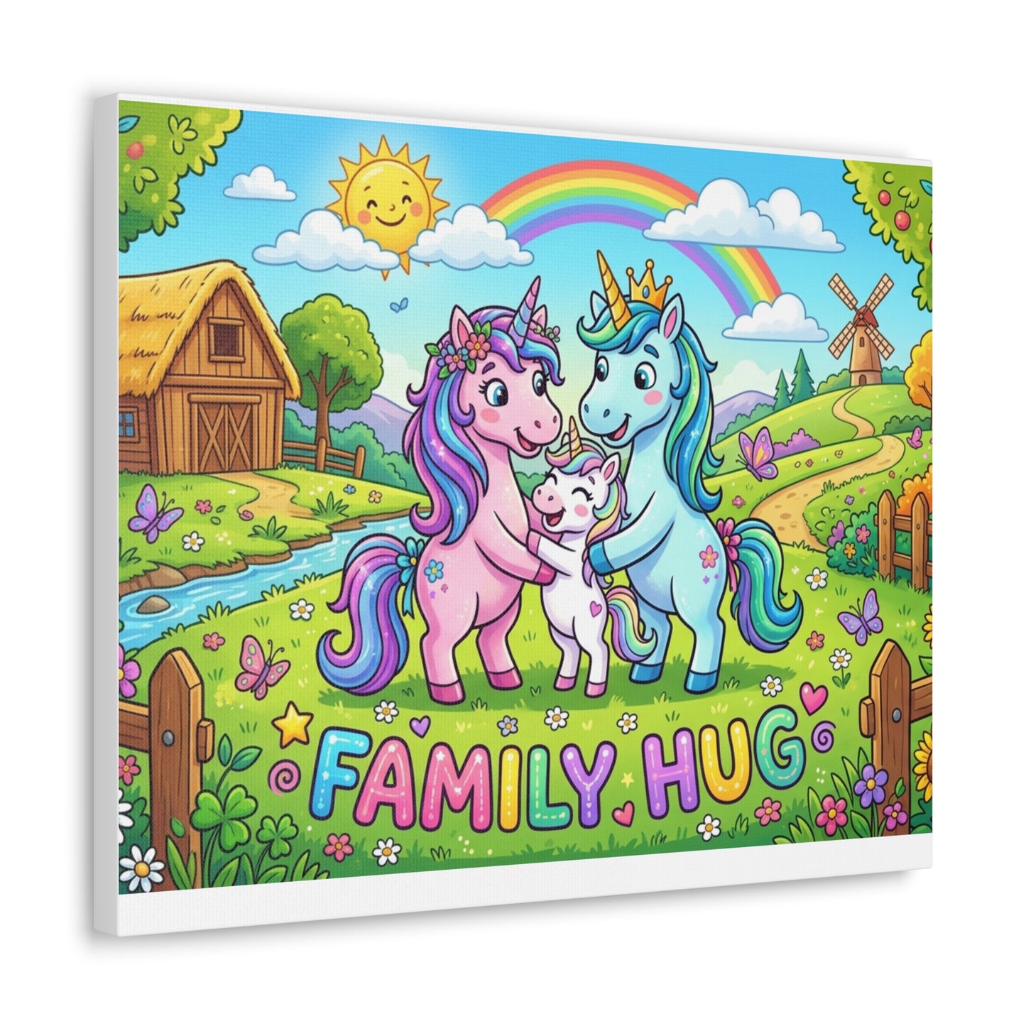 Family Hug Unicorn Classic Canvas