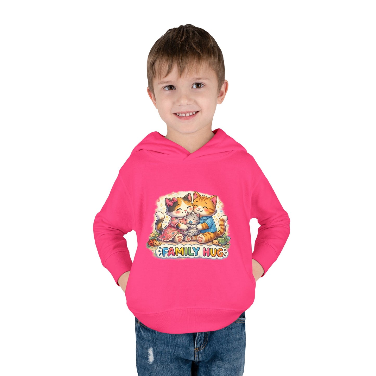 Family Hug Kitten Toddler Pullover Fleece Hoodie