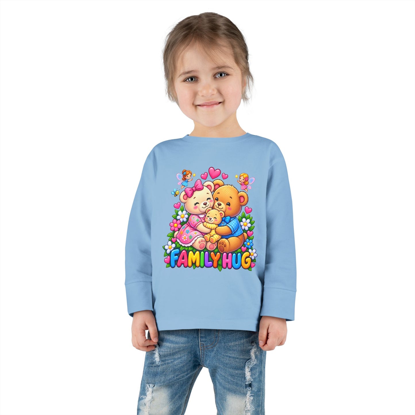 Family Hug Teddy Toddler Long Sleeve Tee