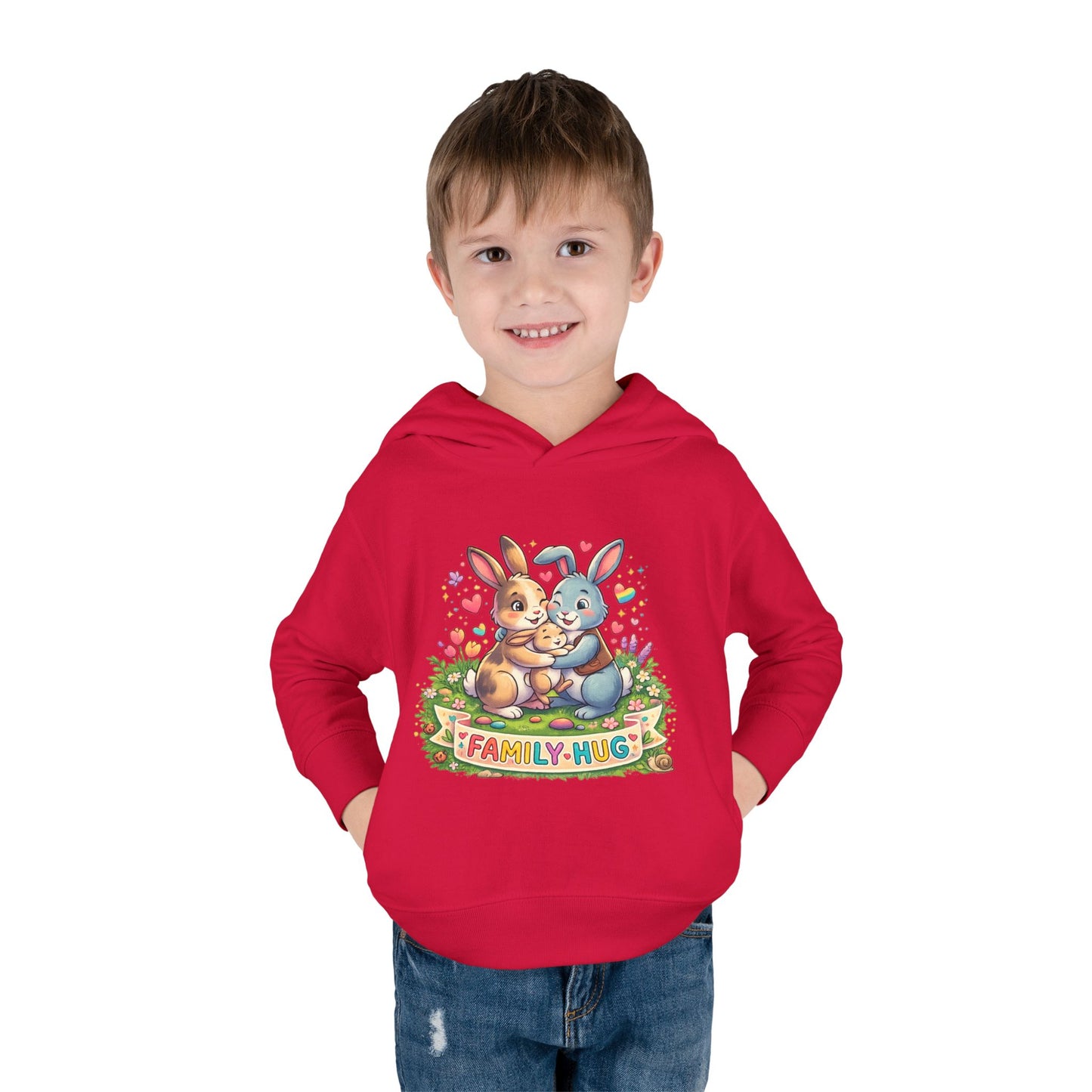 Family Hug Bunny Toddler Pullover Fleece Hoodie