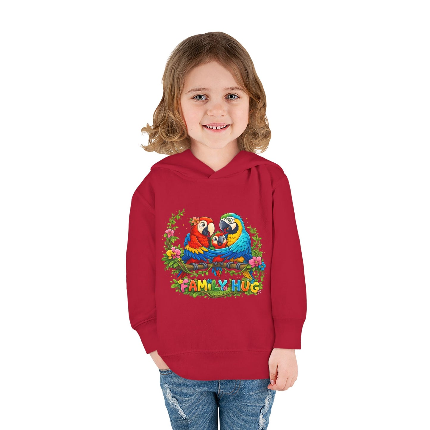 Family Hug Macaw Toddler Pullover Fleece Hoodie
