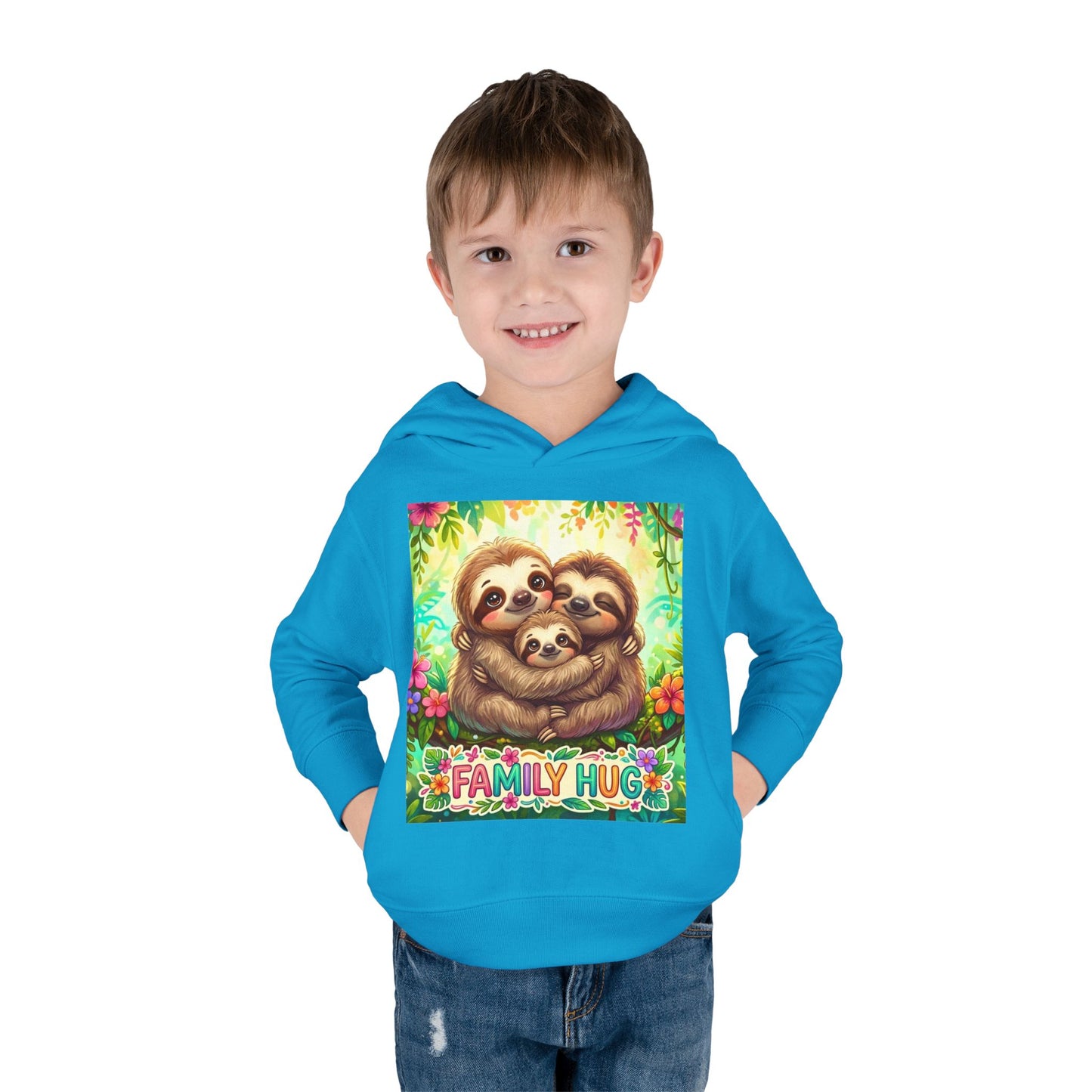 Family Hug Sloth Toddler Pullover Fleece Hoodie