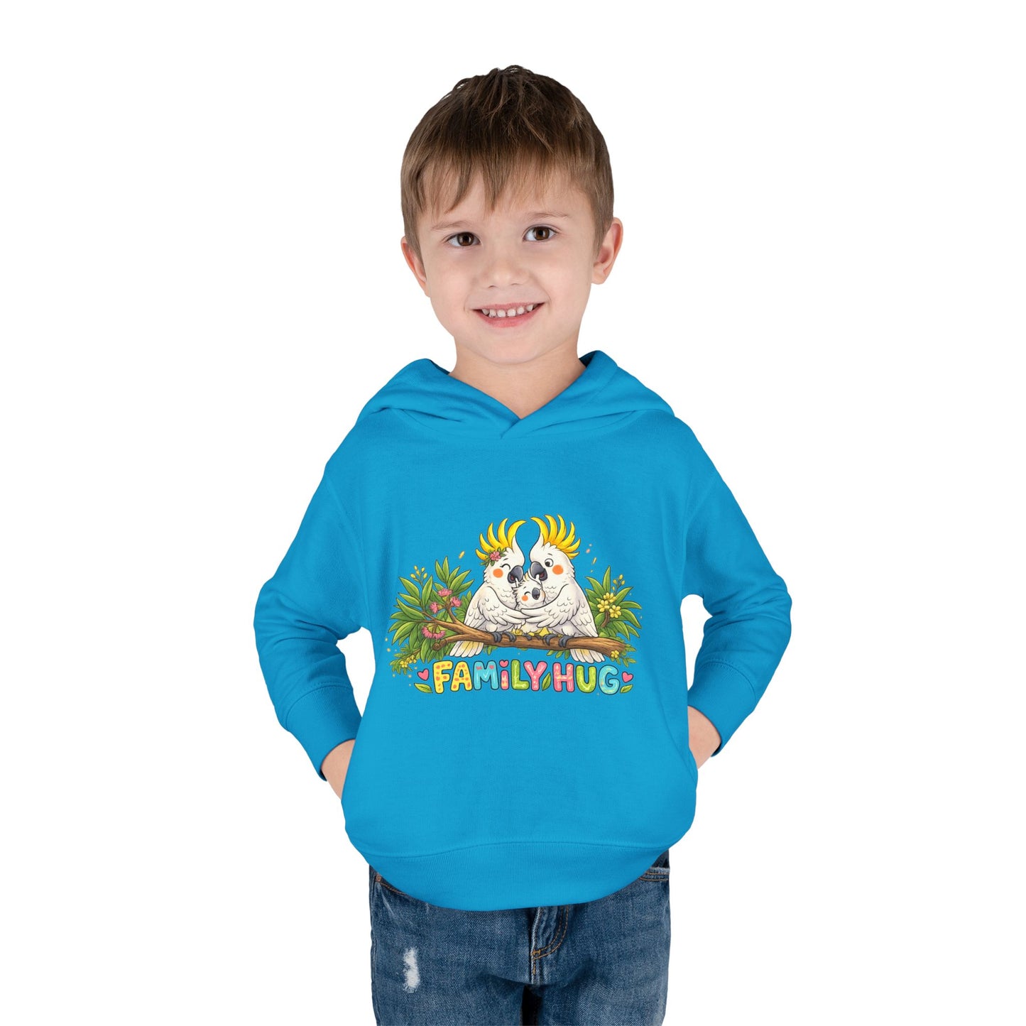 Family Hug Cockatoo Toddler Pullover Fleece Hoodie