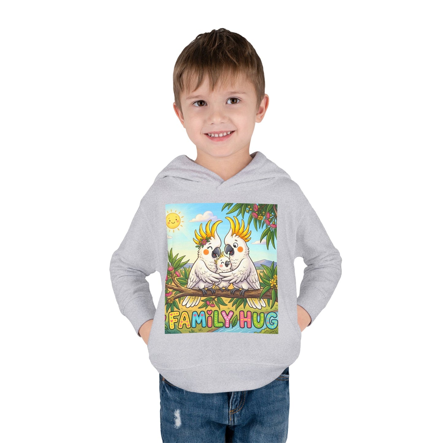 Family Hug Cockatoo Toddler Pullover Fleece Hoodie