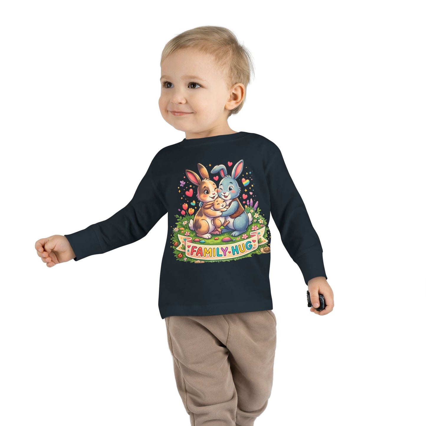 Family Hug Bunny Toddler Long Sleeve Tee