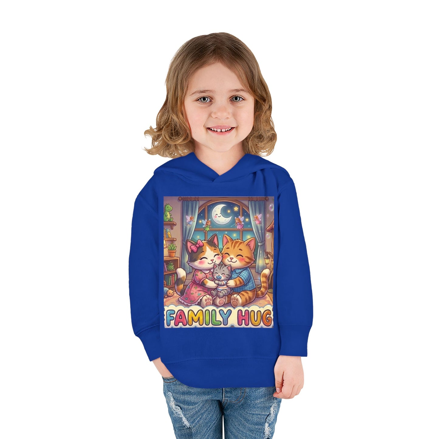 Family Hug Kitten Toddler Pullover Fleece Hoodie