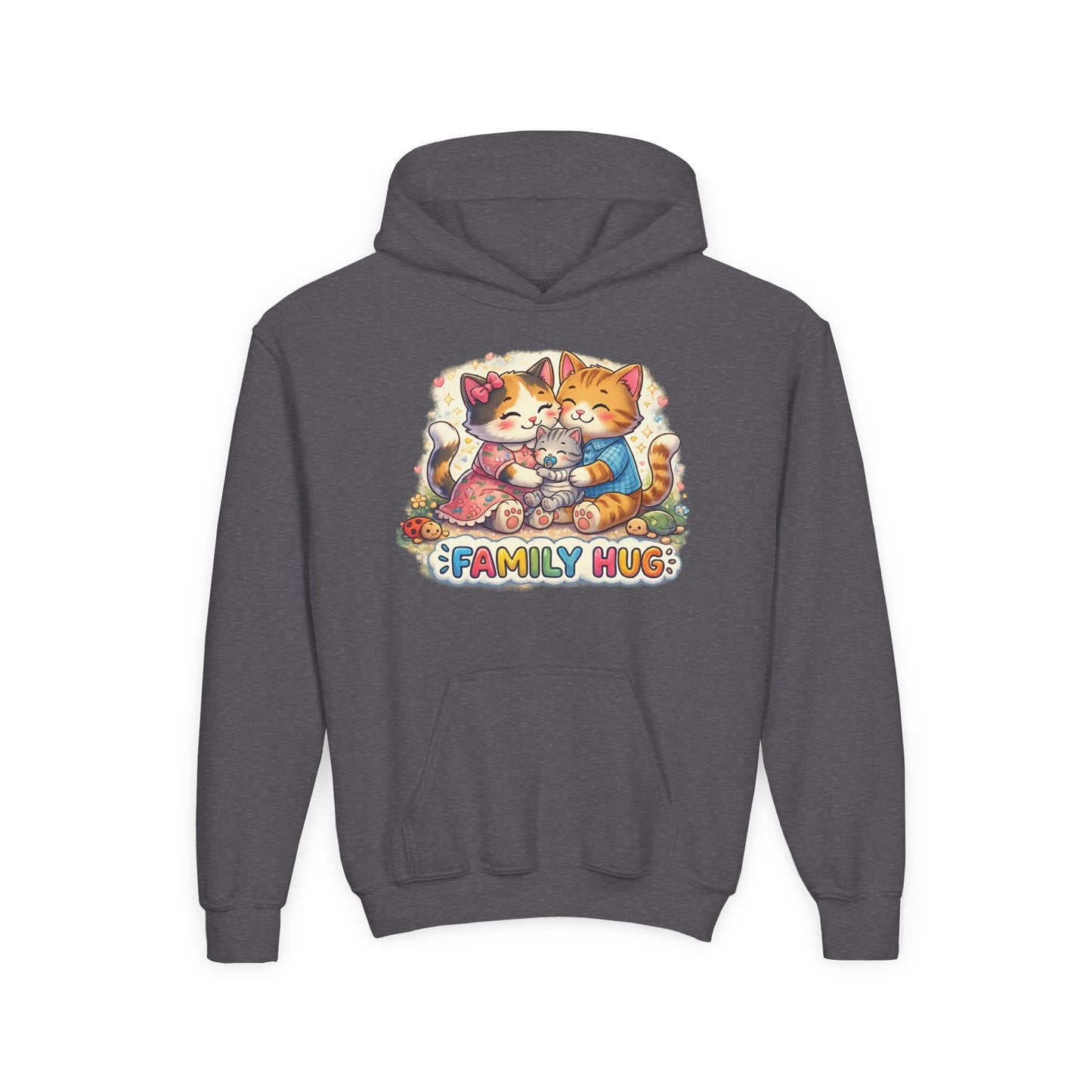 Family Hug Kitten Youth Heavy Blend Hooded Sweatshirt