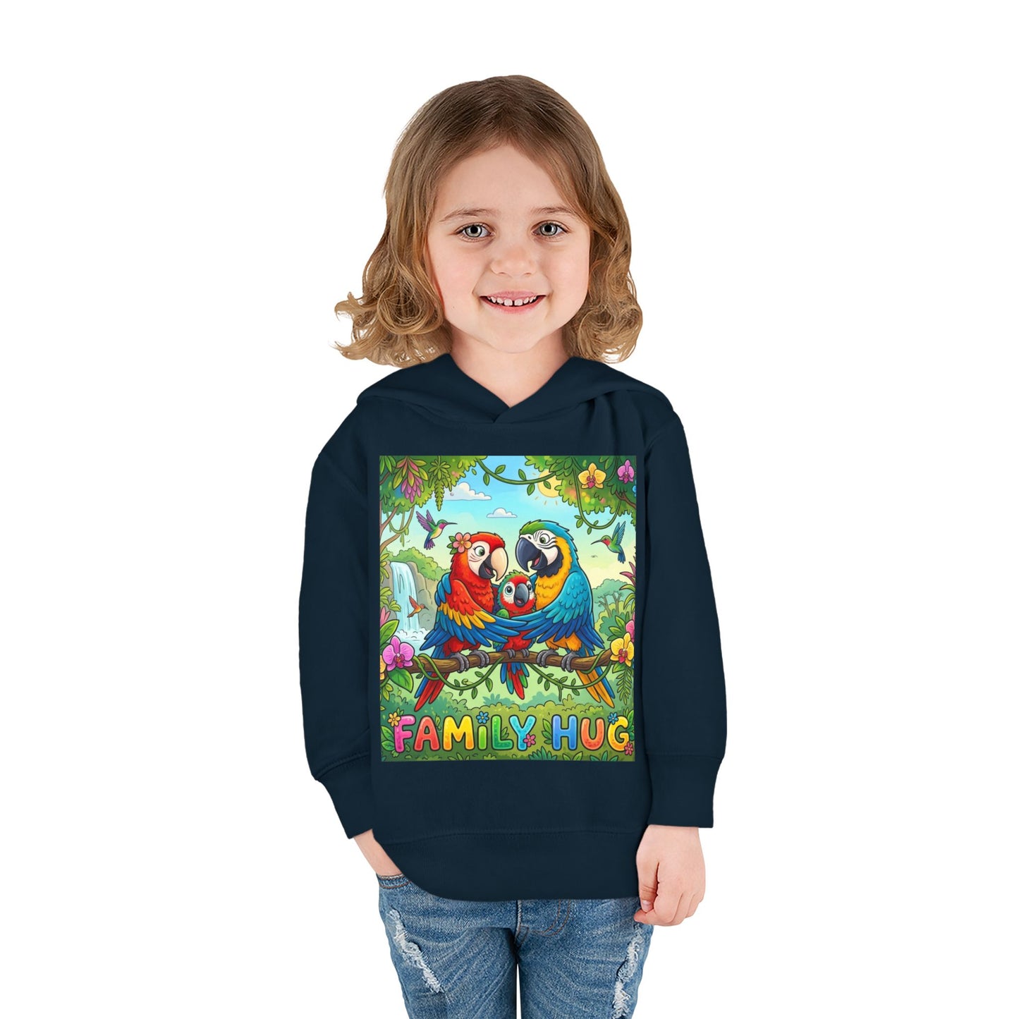 Family Hug Macaw Toddler Pullover Fleece Hoodie