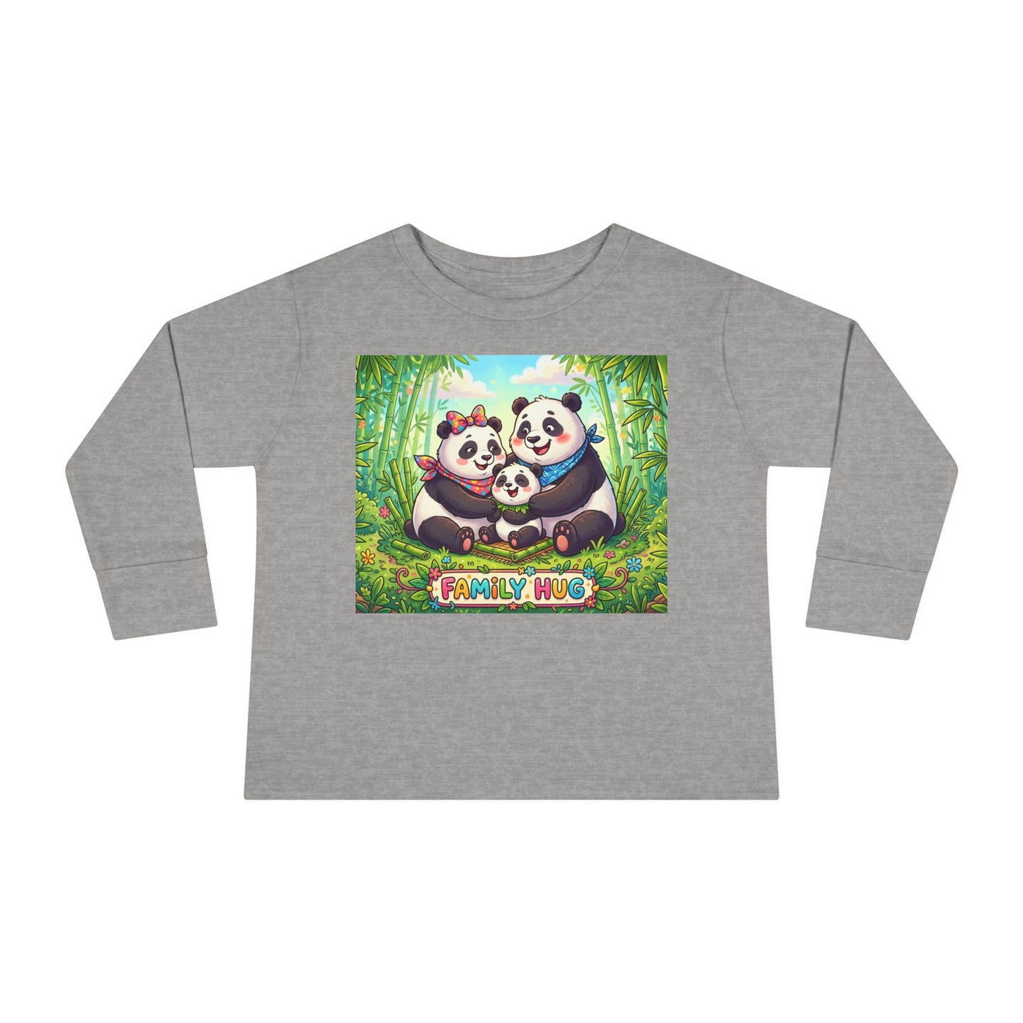 Family Hug Panda Toddler Long Sleeve Tee