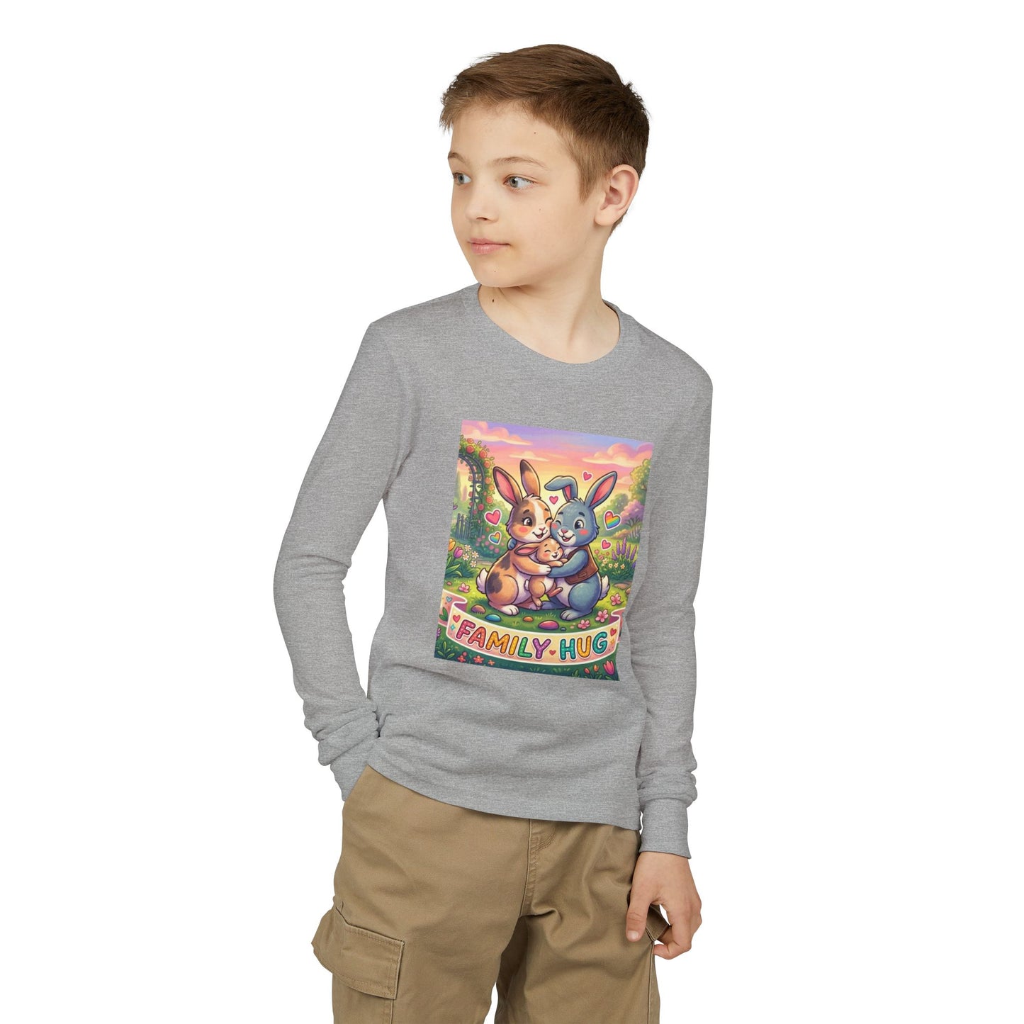 Family Hug Bunny Youth Jersey Long Sleeve Tee