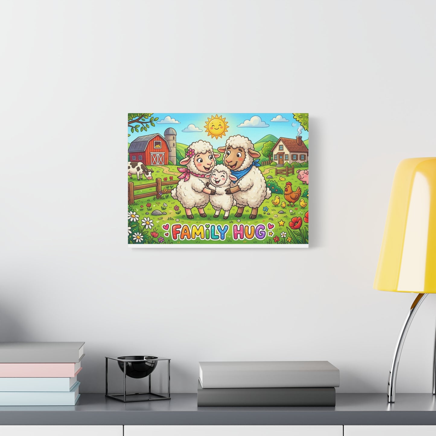 Family Hug Lamb Classic Canvas