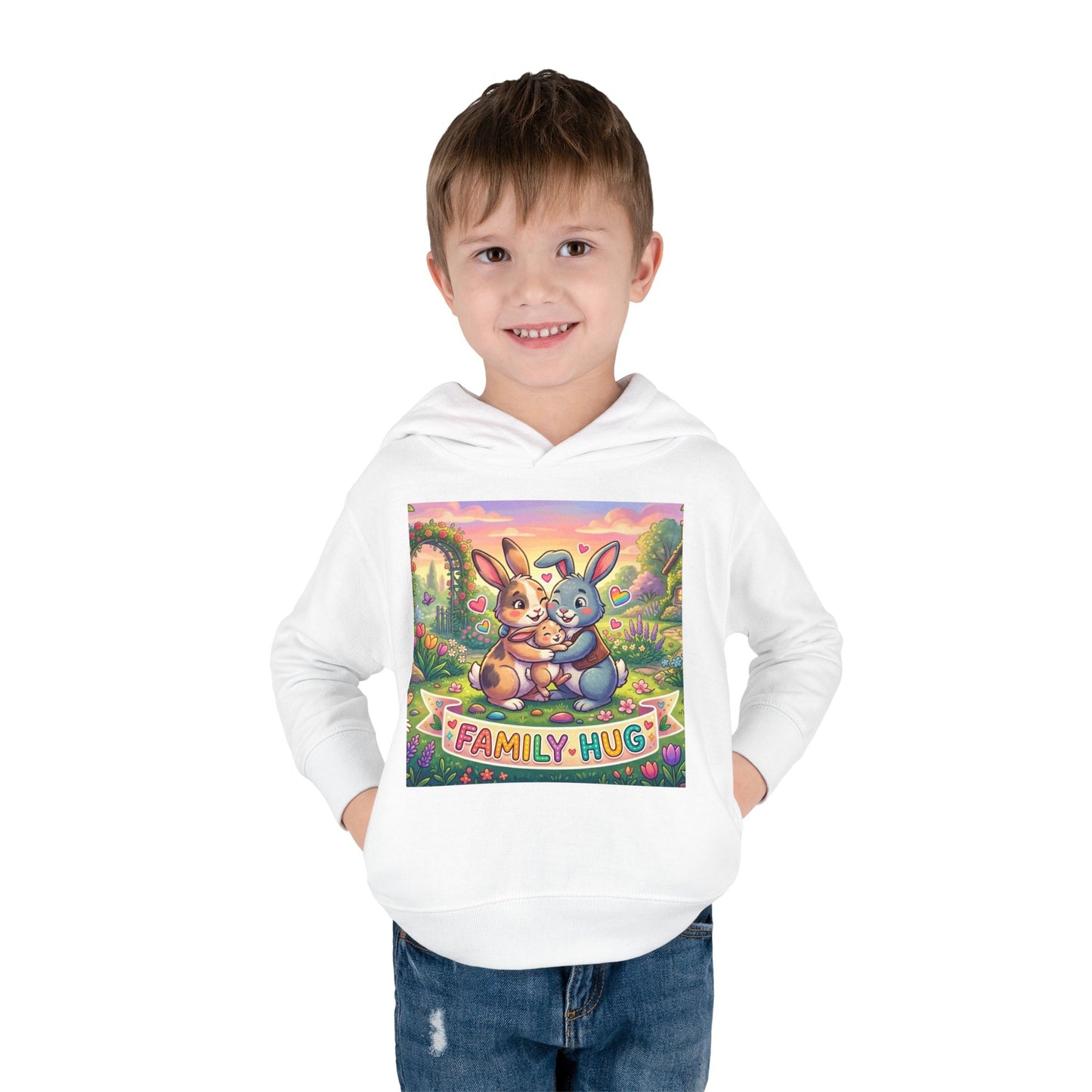 Family Hug Bunny Toddler Pullover Fleece Hoodie