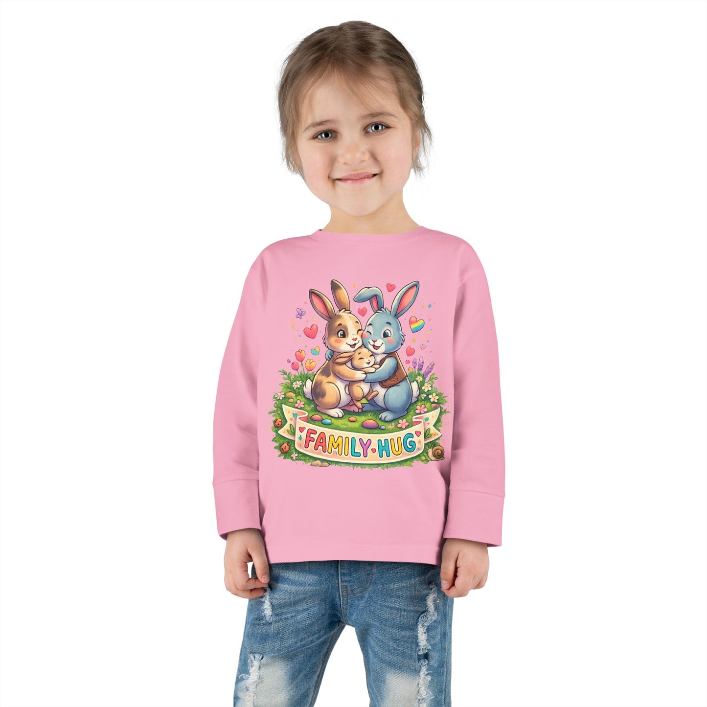 Family Hug Bunny Toddler Long Sleeve Tee