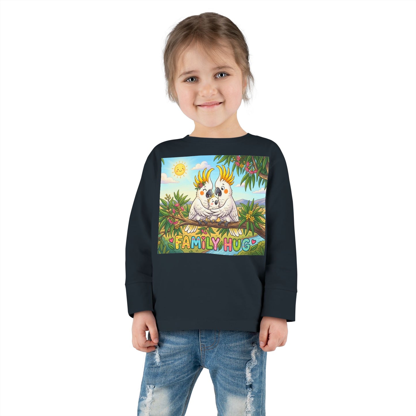 Family Hug Cockatoo Toddler Long Sleeve Tee