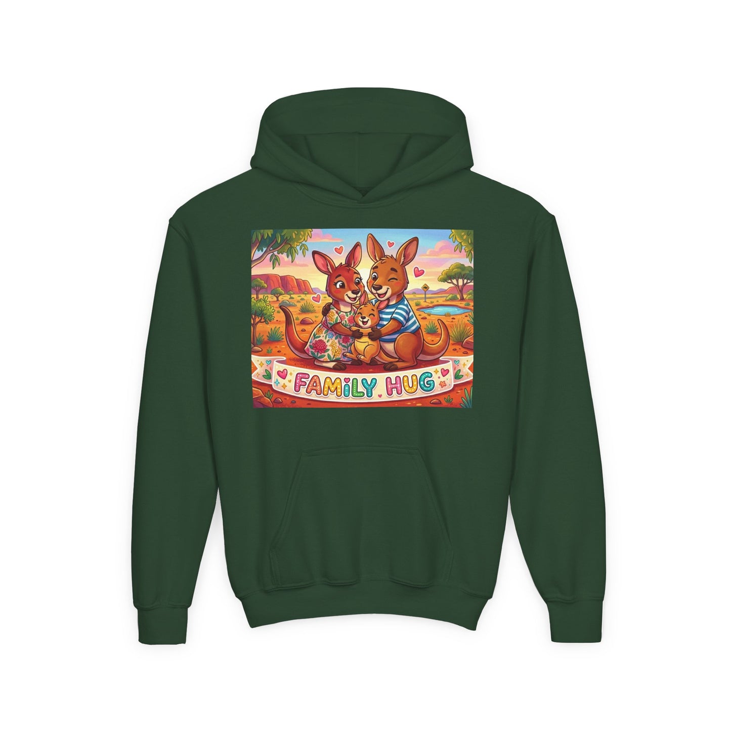 Family Hug Kangaroo Youth Heavy Blend Hooded Sweatshirt