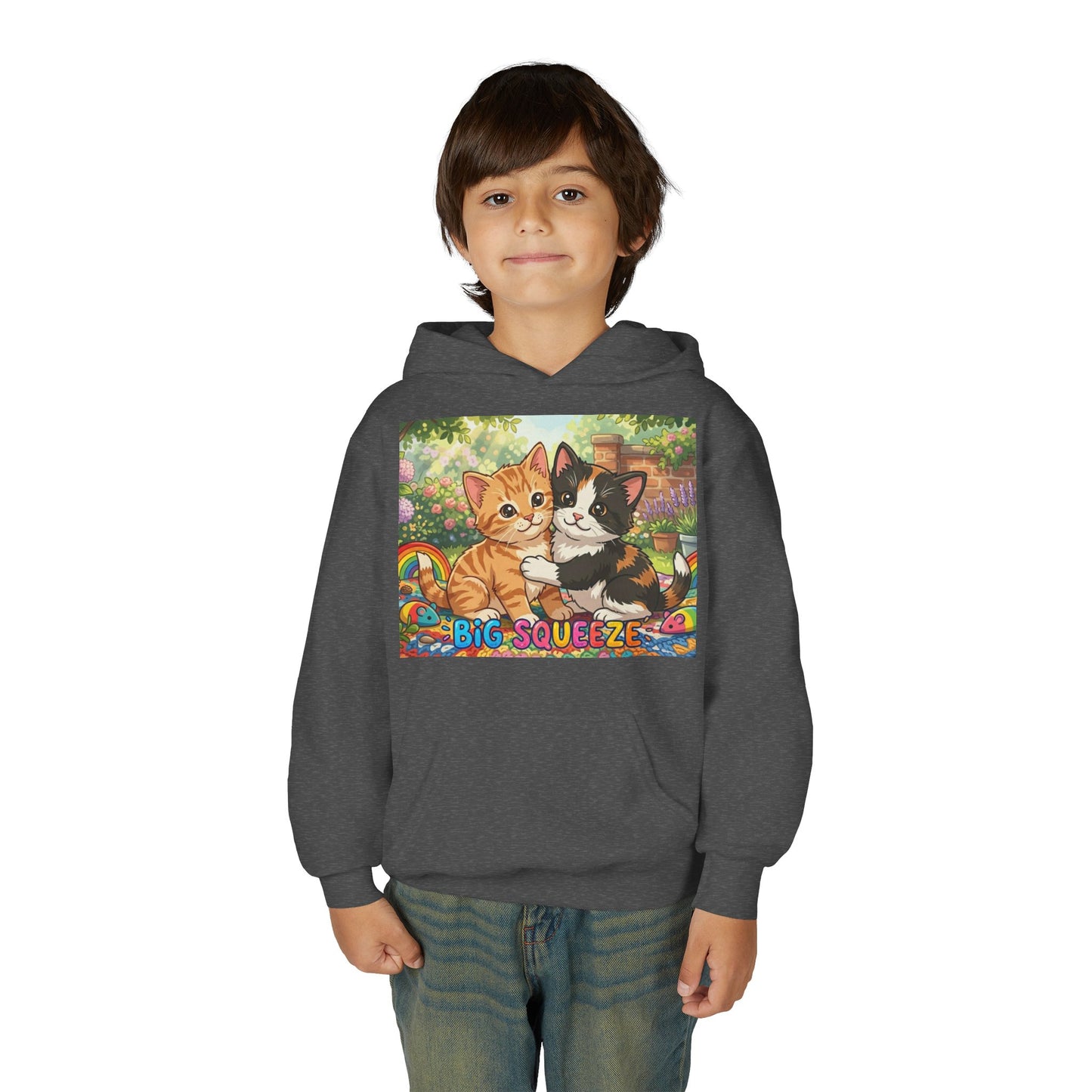 Big Squeeze Kitten Youth Heavy Blend Hooded Sweatshirt