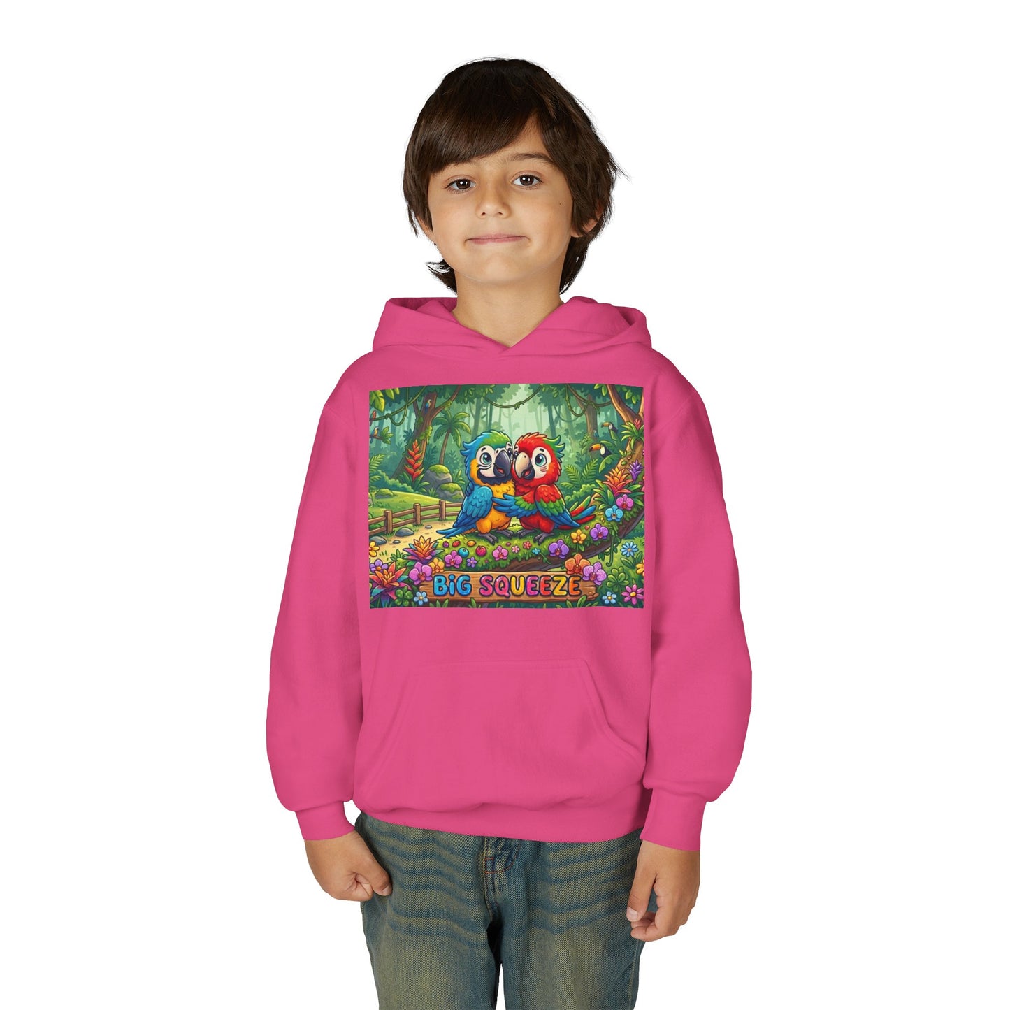 Big Squeeze Macaw Youth Heavy Blend Hooded Sweatshirt