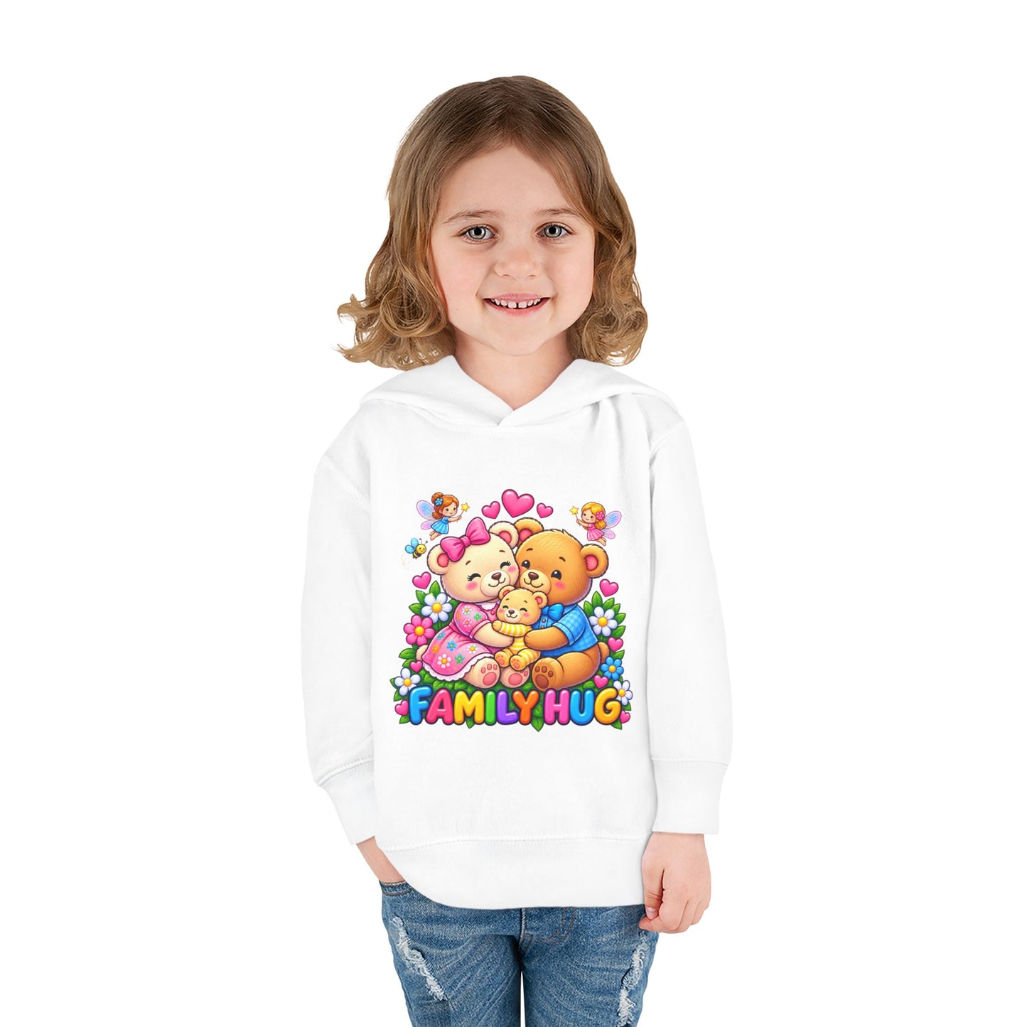 Family Hug Teddy Toddler Pullover Fleece Hoodie