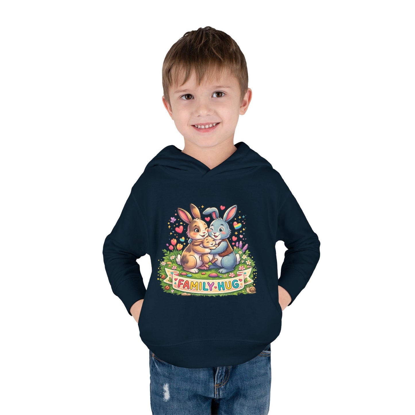 Family Hug Bunny Toddler Pullover Fleece Hoodie