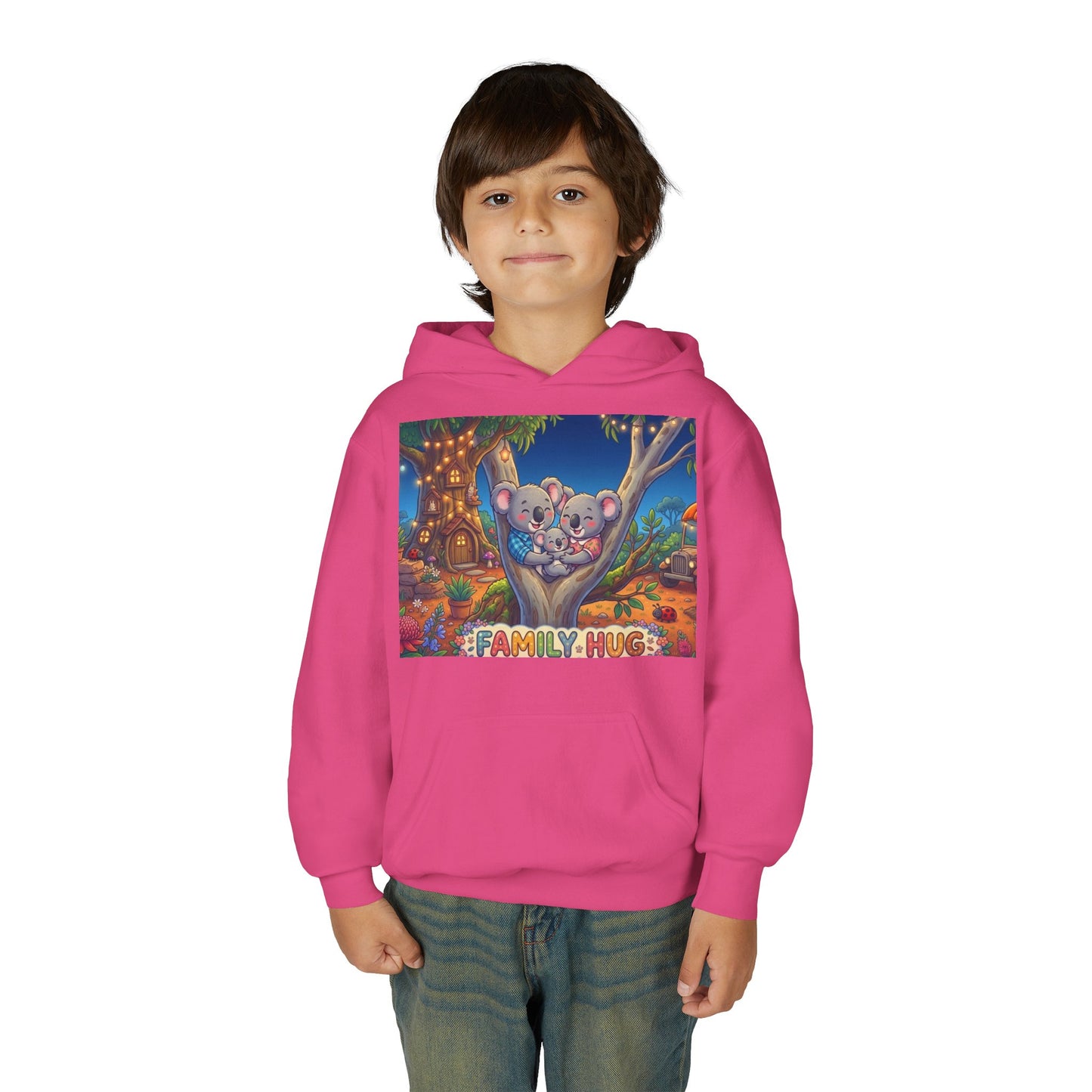 Family Hug Koala Youth Heavy Blend Hooded Sweatshirt