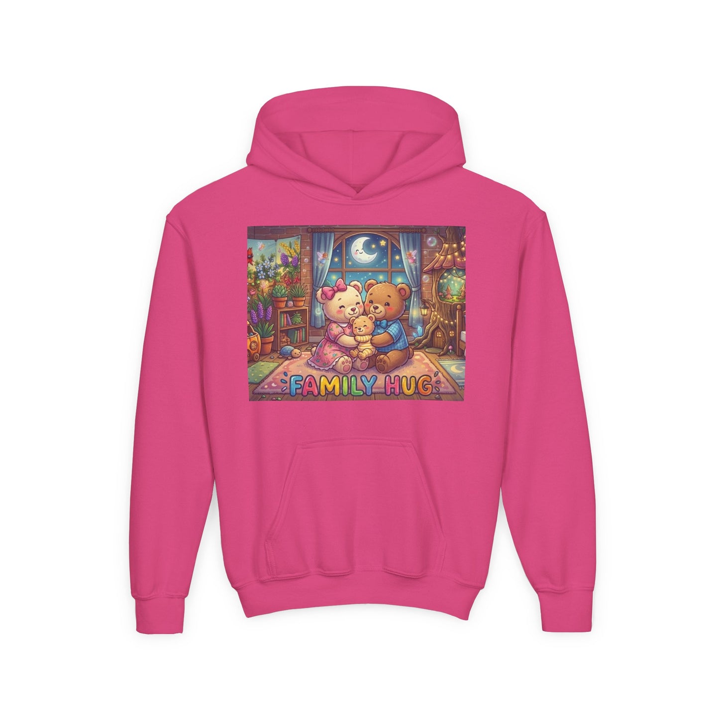 Family Hug Teddy Youth Heavy Blend Hooded Sweatshirt