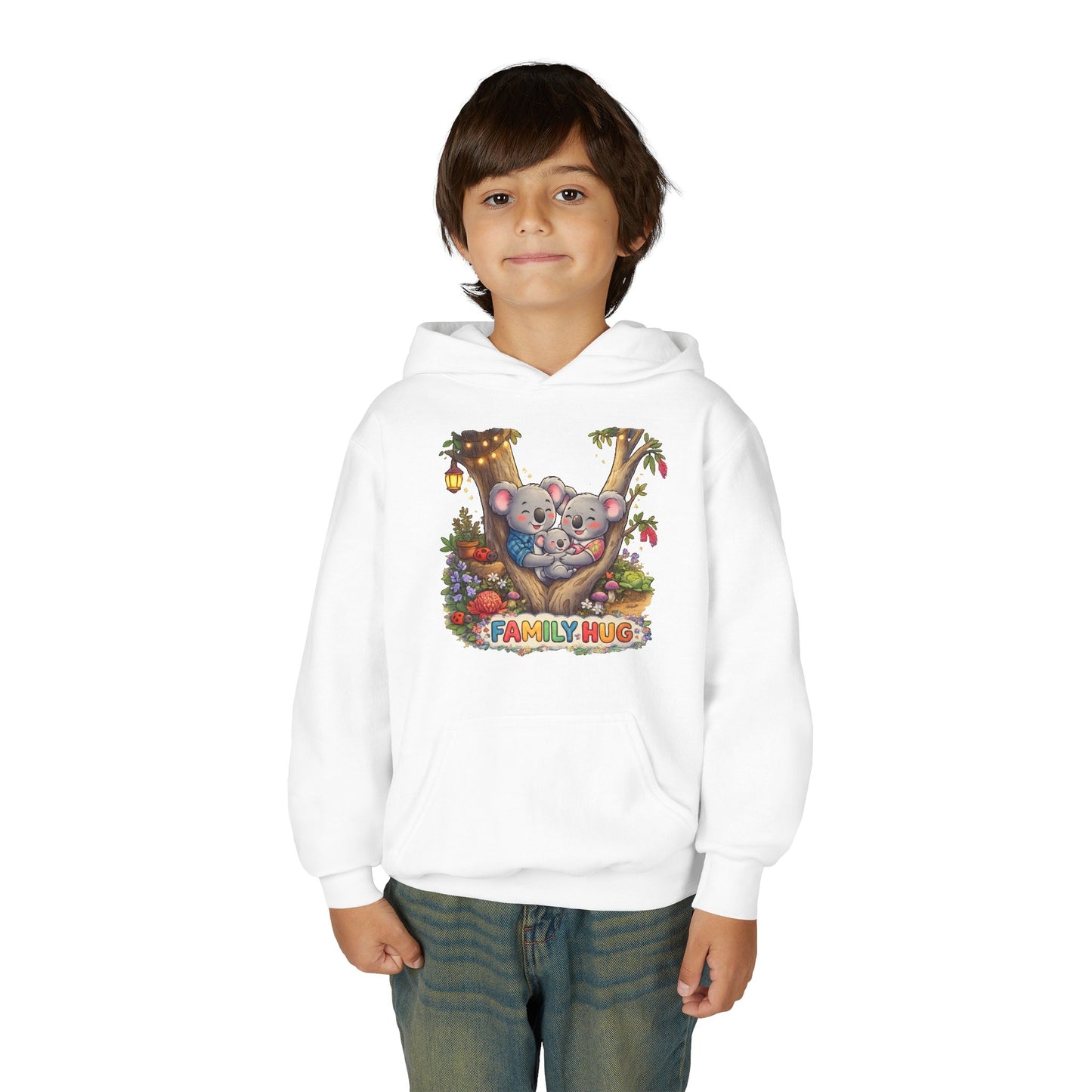 Family Hug Koala Youth Heavy Blend Hooded Sweatshirt