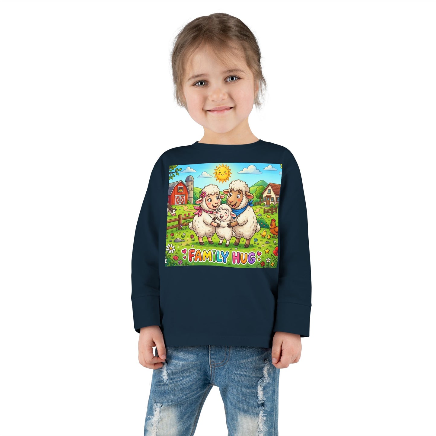 Family Hug Lamb Toddler Long Sleeve Tee