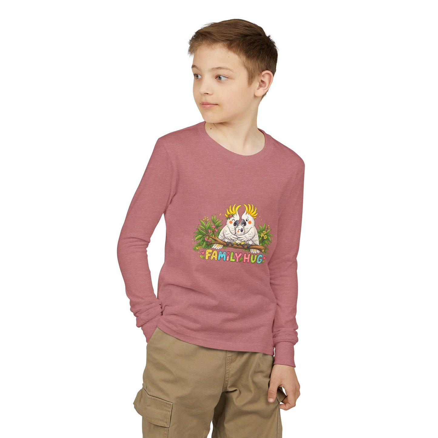 Family Hug Cockatoo Youth Jersey Long Sleeve Tee