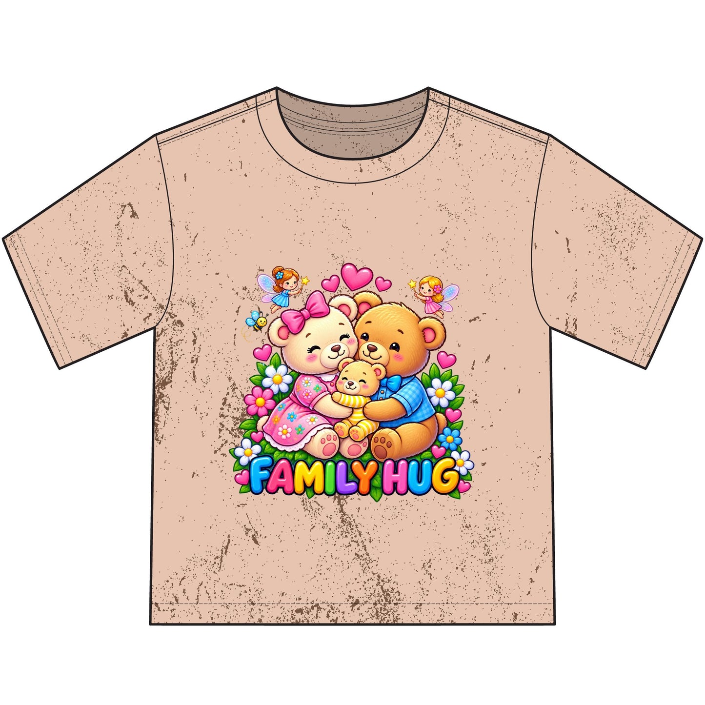 Family Hug Teddy Heavyweight Color Blast Youth T-Shirt