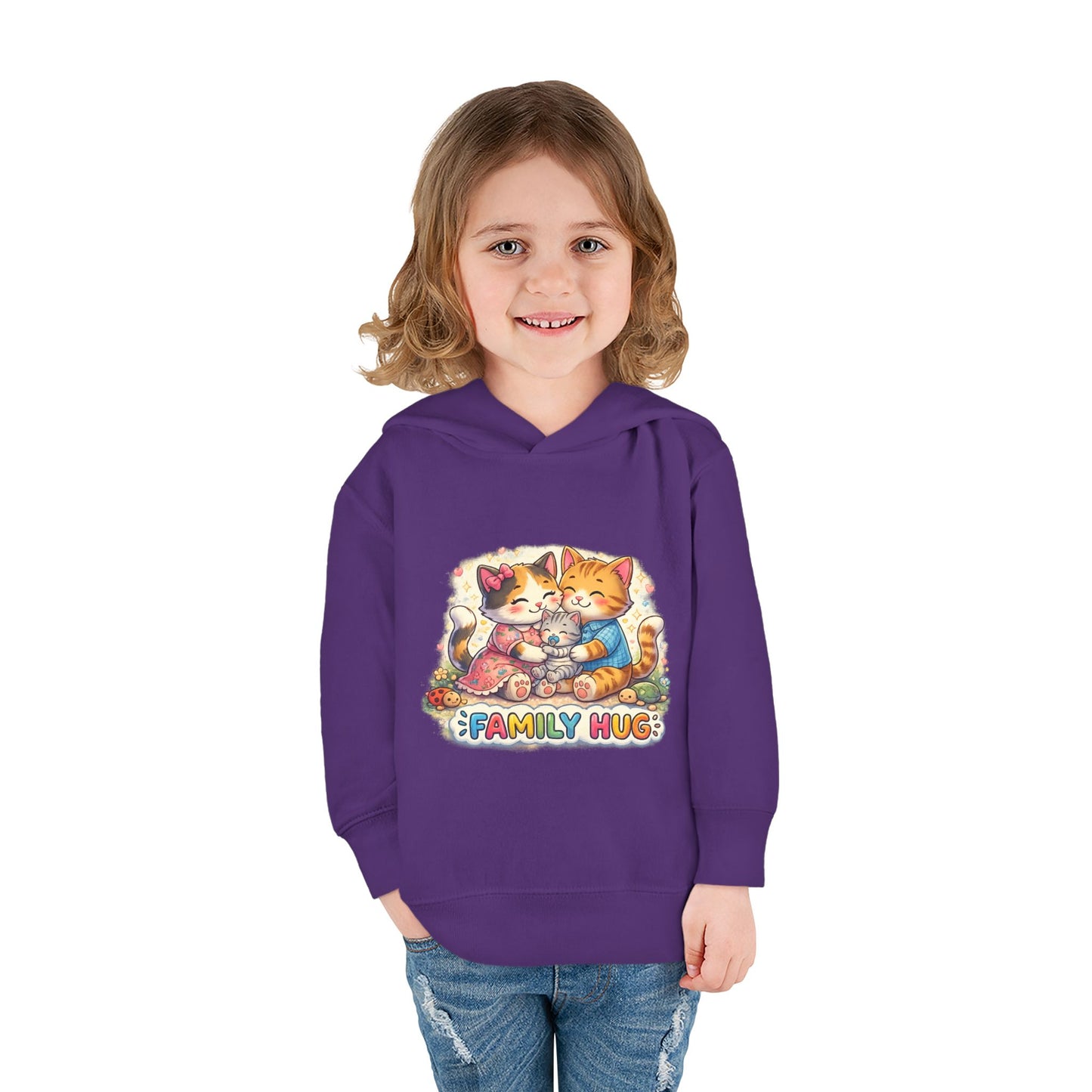 Family Hug Kitten Toddler Pullover Fleece Hoodie