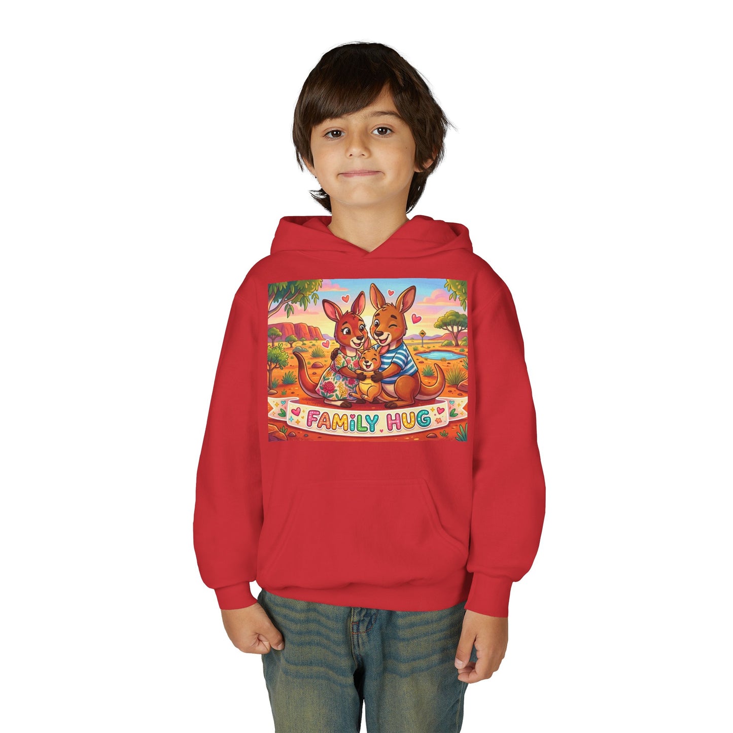 Family Hug Kangaroo Youth Heavy Blend Hooded Sweatshirt