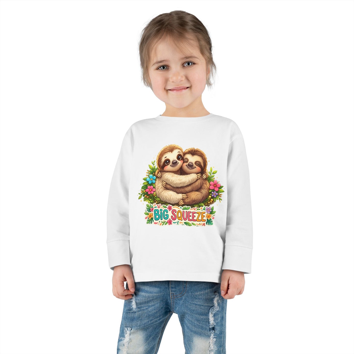 Big Squeeze Sloth Toddler Long Sleeve Tee