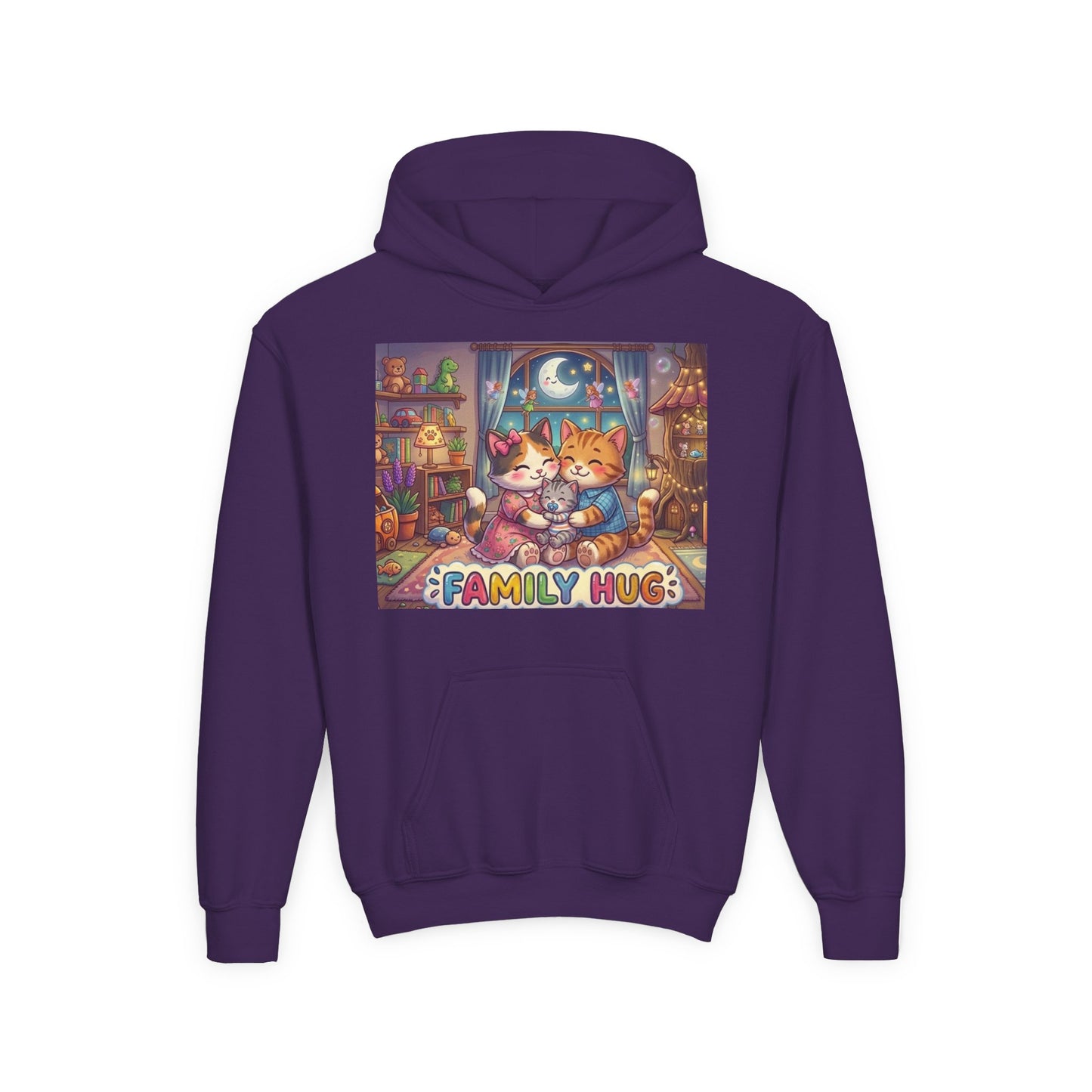 Family Hug Kitten Youth Heavy Blend Hooded Sweatshirt