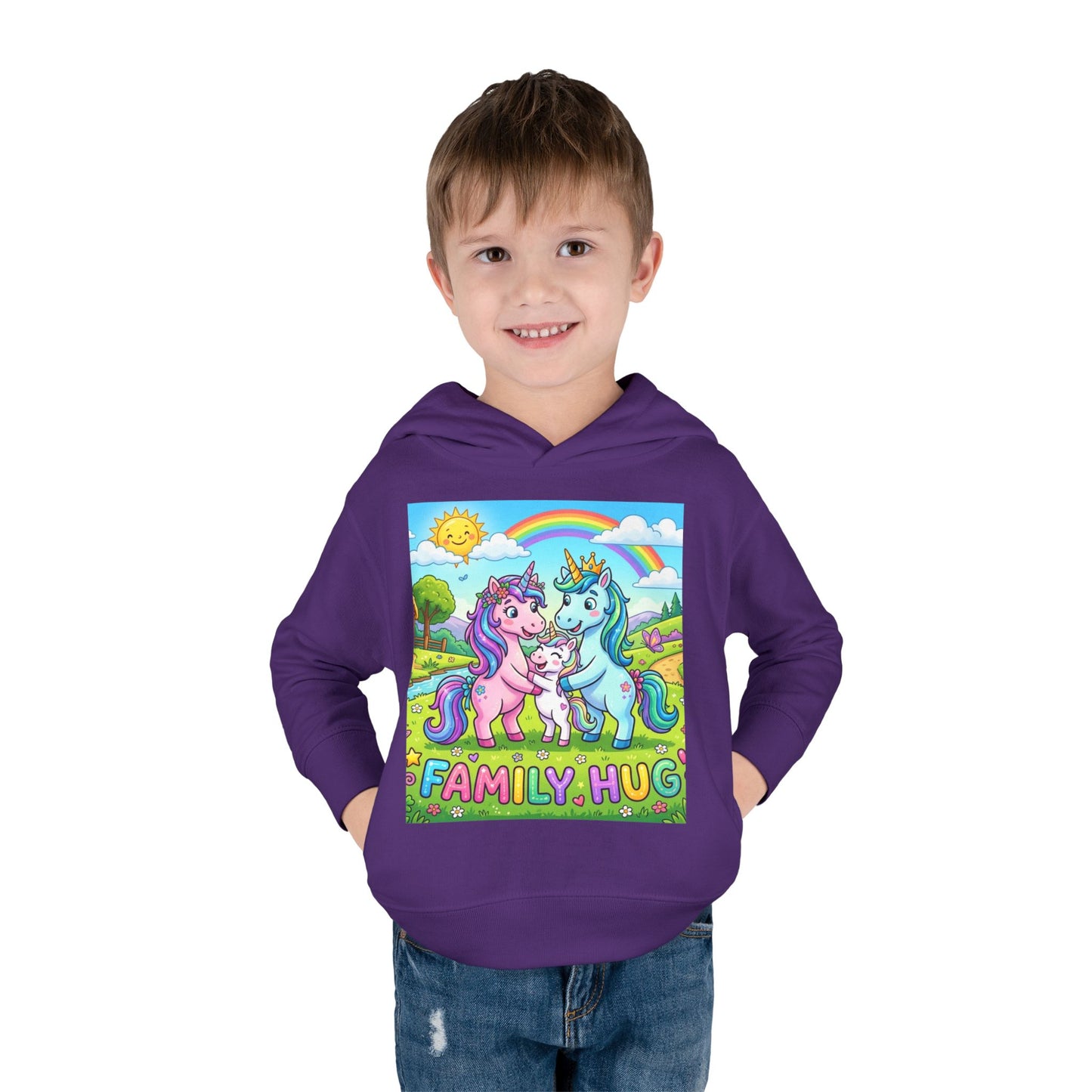 Family Hug Unicorn Toddler Pullover Fleece Hoodie